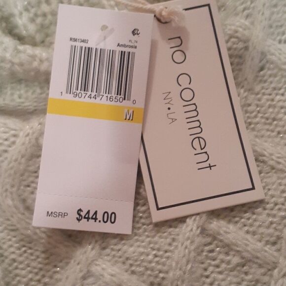 No Comment Green Off The Shoulder Slouchy Cable Knit Metallic Sweater - Picture 2 of 3